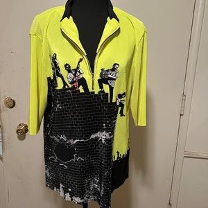 Jamie Sadock Golf Bike Shirt Rock and Roll Neon Yellow XL